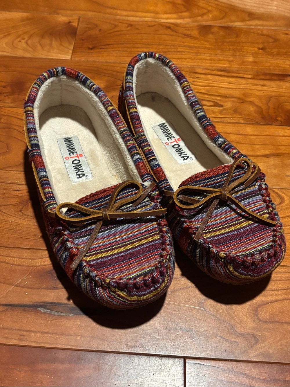 Minnetonka Women's Multicolor Striped Moccasins